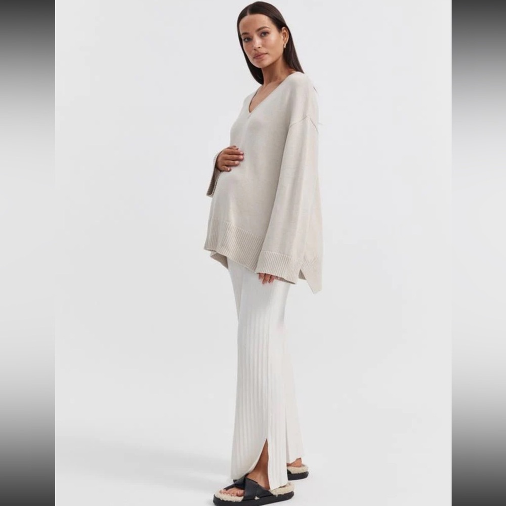 Ivory Knit Maternity Pants